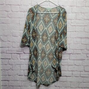Rockin C Aztec Cardigan‎ Sweater Size S Western Boho Geometric Short Sleeve Knit